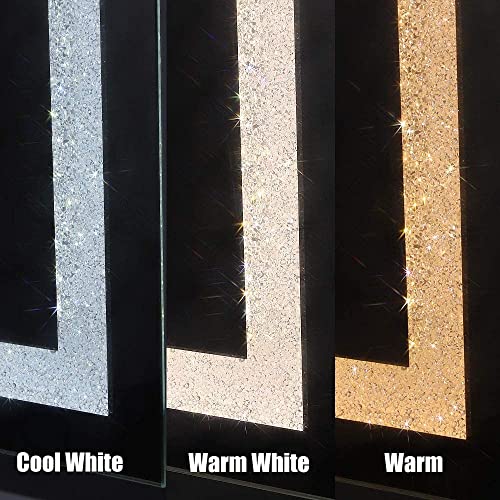 Chende 32" X 24" Crystal Led Bathroom Mirror For Wall, Dimmable Large Vanity Mirror With Lights For Bedroom, Plug In Or Hardwired Light Up Mirror, 3 Light Colors Setting, Vertical & Horizontal Hanging #TOP2