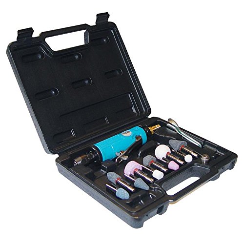 Güde Druckluft-Einhandstabschleifer-Set 15-tlg. (6 bar, Luftbedarf 350 l/min, Drehzahl max. 22.000 1/min (stufenlos regulierbar), Werkzeugaufnahme Ø 3 mm, inkl. 10 Schleifstifte & 2 Gabelschlüssel)