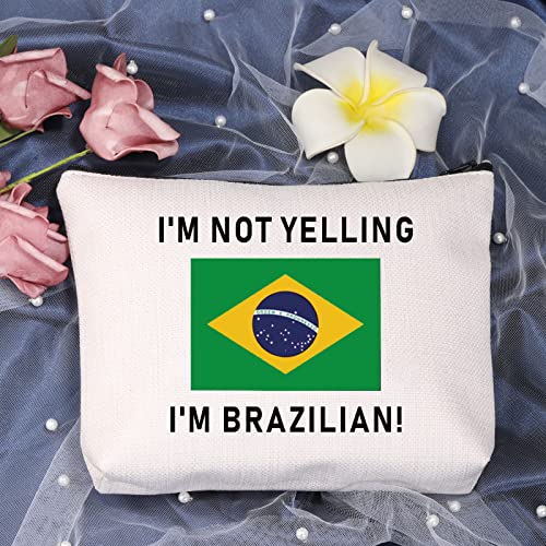 LEVLO Funny Brazil Pride Souvenir I'm Not Yelling I'm Brazilian Makeup Bags Gift Idea for Proud Wife Friend or Coworker Country Flag Bags (I'm Brazilian)3