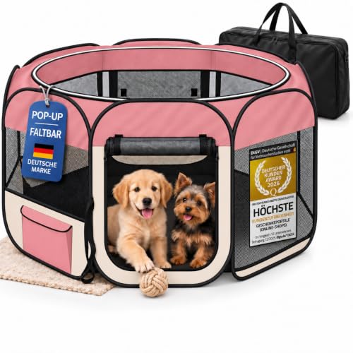 ALL PETS UNITED® Welpenauslauf 120cm Pink, Pop-Up Tierlaufstall Hunde