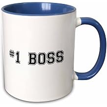 3dRose mug_151594_6 #1 Boss - Number One Best Greatest Boss - Work and Office gifts - fun flattering gifts - black - Two Tone Blue Mug, 11oz