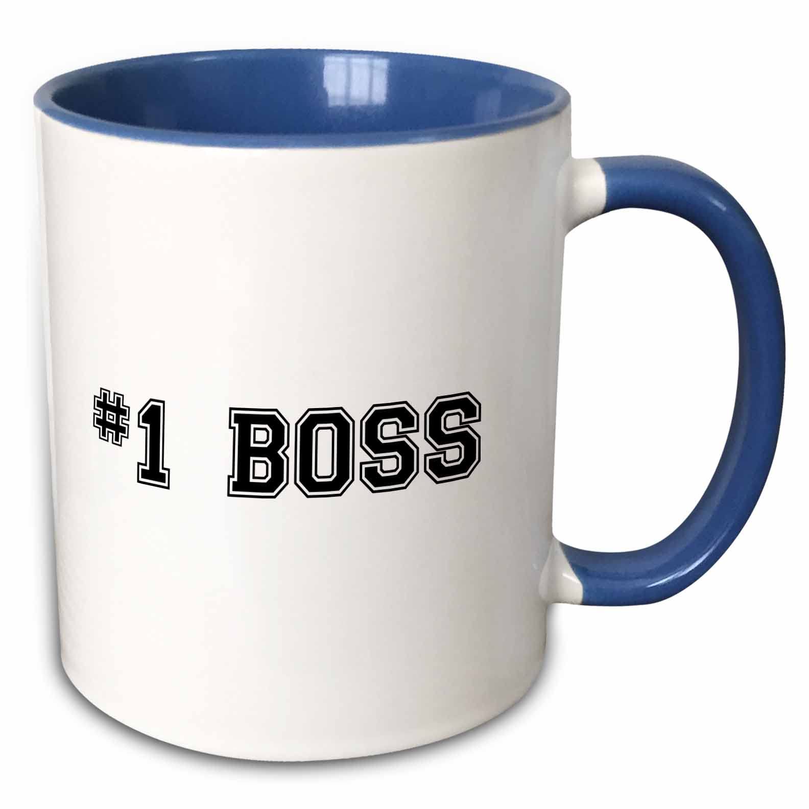 3dRose (mug_151594_6) #1 Boss - Number One Best Greatest Boss - Work and Office gifts - fun flattering gifts - black - Two Tone Blue Mug, 11oz