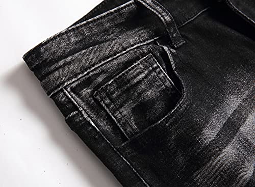 Boy's Black Skinny Fit Ripped Destroyed Distressed Stretch Fashion Denim Jeans Pants,Y051,16 - Thumbnail 3