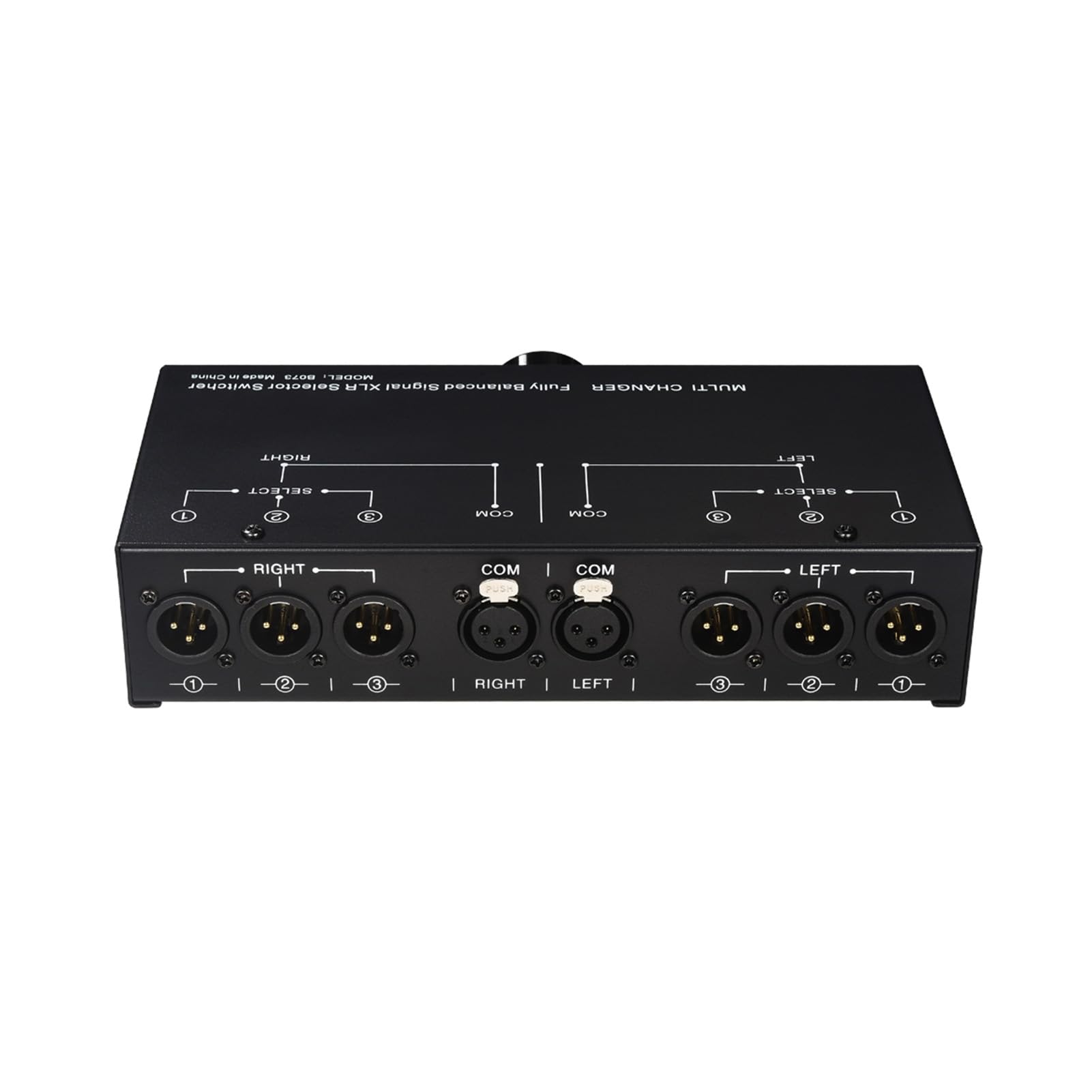 Selettore di Linea XLR Lossless a 3 per Suono Bilanciato, Interruttore di Segnale Passivo in Metallo Nero, per Appassionati di Musica 9,1 X 4,41 X 2,17 Pollici