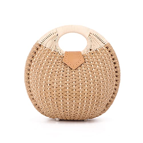Bolso de Rattan Tejido para Playa con Asa Redonda miniatura 1