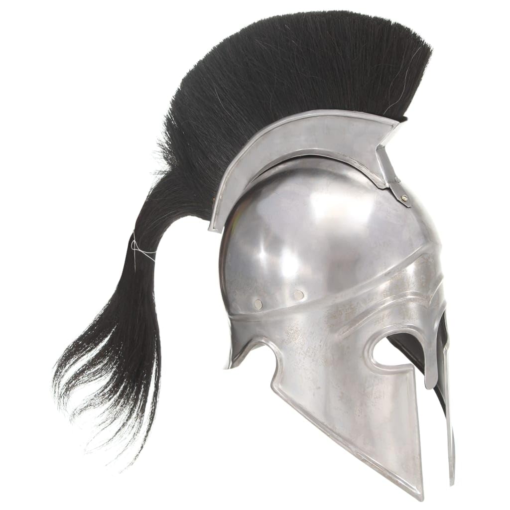 Casco de guerrero griego antiguo réplica para LARP Cosplay Histórico Recreación Acero Plata