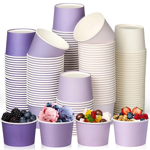 Image of Nuenen 300 Pcs 8 oz Summer Ice Cream Paper Cups Bulk Disposable Dessert Cups Solid Color Paper Dessert Bowls for Snack Sundae Spring Party Favors Ice Cream Bar Supplies (Purple Gradient)