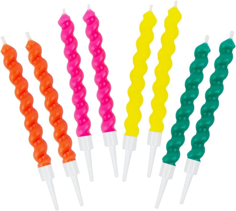 Talking Tables 8 x Colorful Rainbow Birthday Cake Candles with Holders | Fun Cupcake Topper Decorations for Kids Party, Celebration