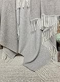 STTS International Kaschmir Decke Wolldecke Wohndecke 100prozent Merinowolle - Kaschmir - Mix sehr weiches Plaid Kuscheldecke Faro Braun-Beige (Double Face)