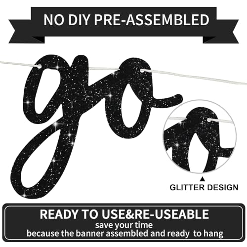 Image of BEISHIDA Go Shawty It's Your Birthday Banner NO DIY Hip Hop Theme Happy Birthday Banner Pre-Strung Rap Theme Happy Birthday Sign for Man Women birthday Party Supply Glitter Black