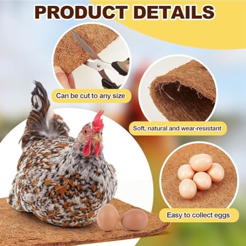 Tapis de nidification poule pondeuse coco 30cm lot de 6 doublure lavable nid - 7