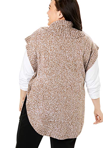 Woman Within Plus Size Marled Knit Cowl Neck Poncho2