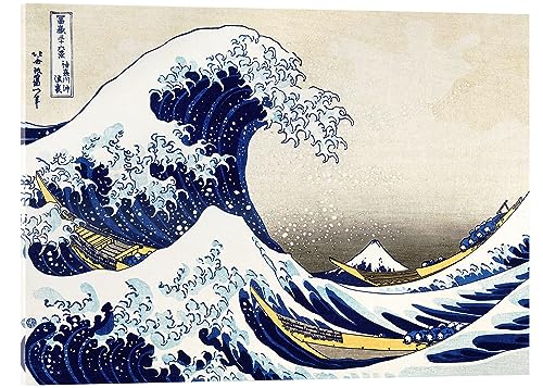 Posterlounge La grande onda di Kanagawa II Stampa su vetro acrilico di Katsushika Hokusai 90 x 70 cm Blu Quadri Decorazione per pareti