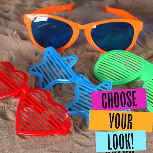 Liberty Imports 12 Pack Jumbo Sunglasses Novelty Plastic Photo Booth Glasses, Fun Disco Shutter Shades for Costumes Cosplay Props Party Supplies