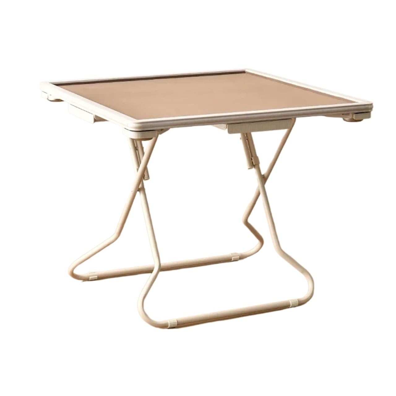 Table de mahjong pliante carrée rose avec tiroir porte-gobelet pour échecs et cartes