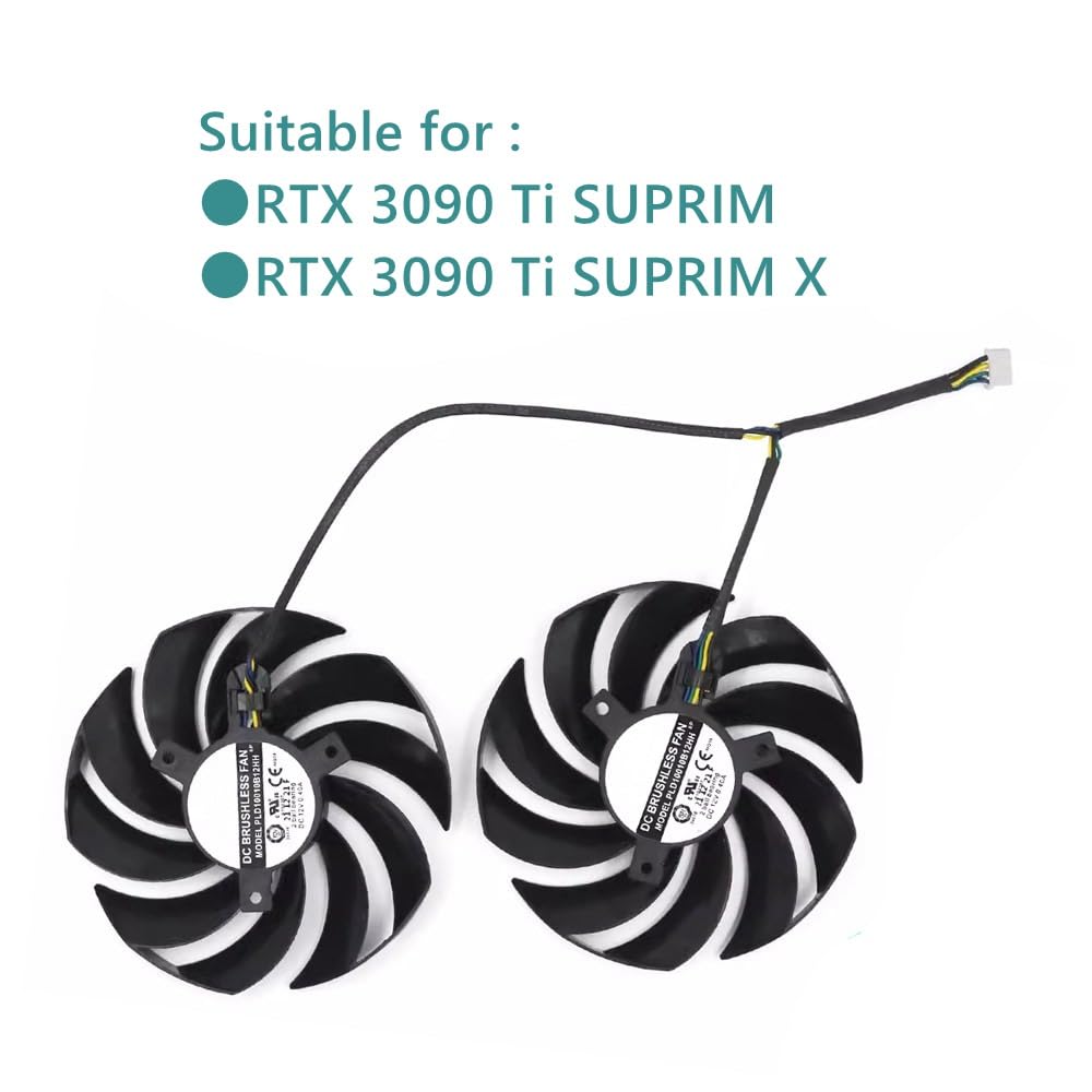 Graphics Card Cooling Fan Replacement for MSI RTX 3090 Ti SUPRIM Quiet Cooler Fan PLD10010B12HH (A)