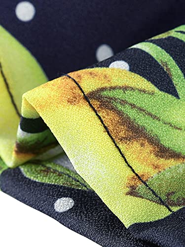 Allegra K Women's Spaghetti Strap Bowknot Ruffle Lemon Polka Dots Dress Large Deep Blue #TOP5