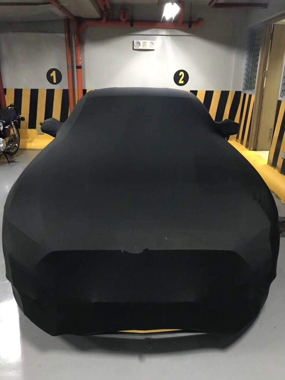 Custom Fit for Mustang 2014-2019 Luxury Stretch Satin Cashmere Car Cover (Black)