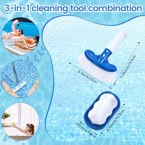 Ferrochef 3 Pcs Hot Tub Accessories Kit with 26\'\' Spa Skimmer Net, Curved Brush, Handy Sponge Brush for Inflatable Hot Tub and Spa Pool Small Above Ground