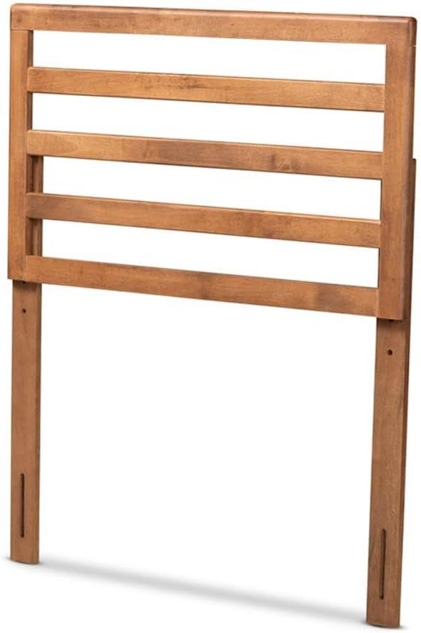 BOWERY HILL 50" x 38" Modern Contemporary Wood Twin Size Headboard with Wide-Set Slat Design, Assembly Required, in Walnut Finish