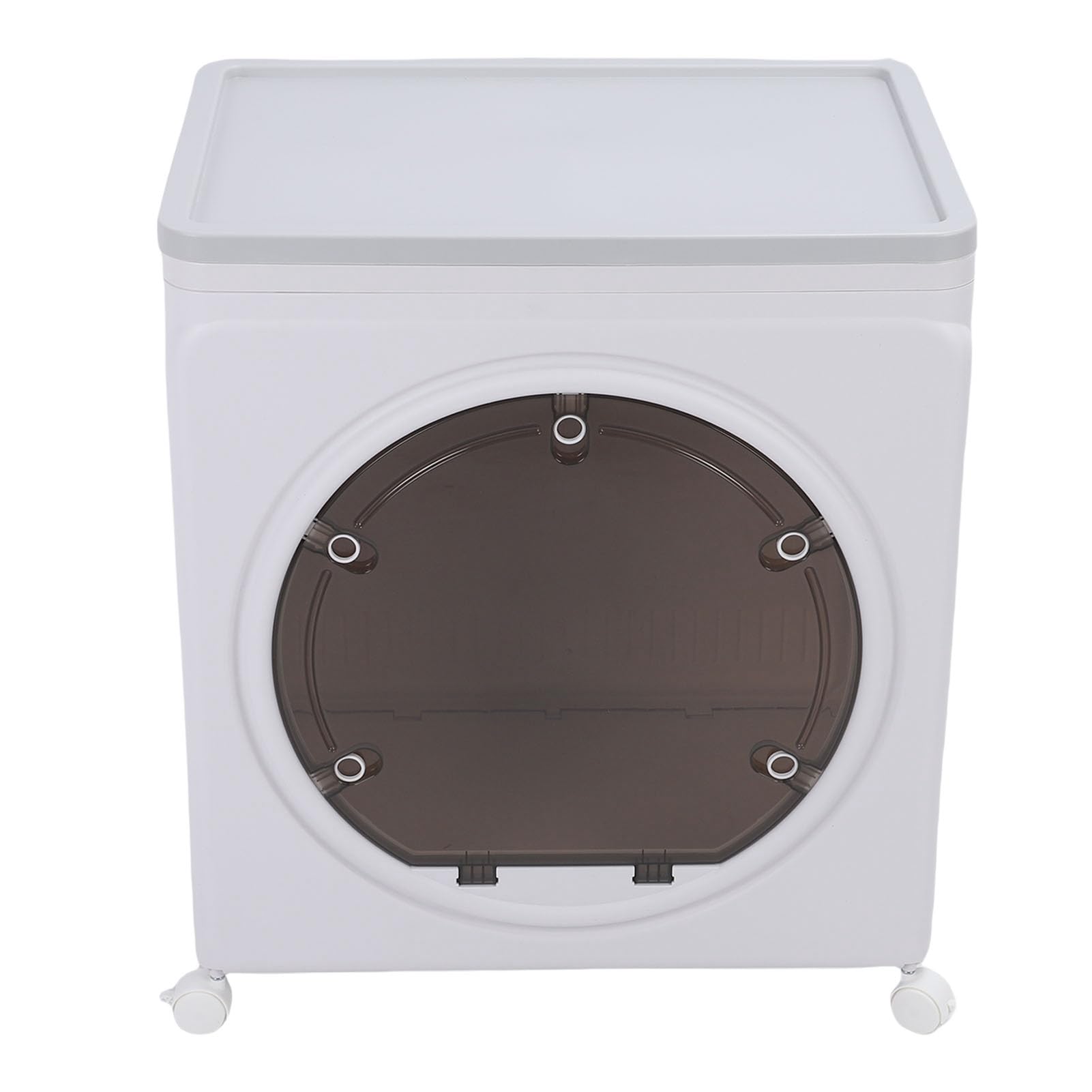 Pojemnik na Ubrania, PP HIPS Organizer na Ubrania do Układania w Stosy 58 X 40 X 68 Cm Składany z pokrywką Przednie Drzwiczki i Kółka do Sypialni Szafa w Akademiku Garaż Kołdra Książki