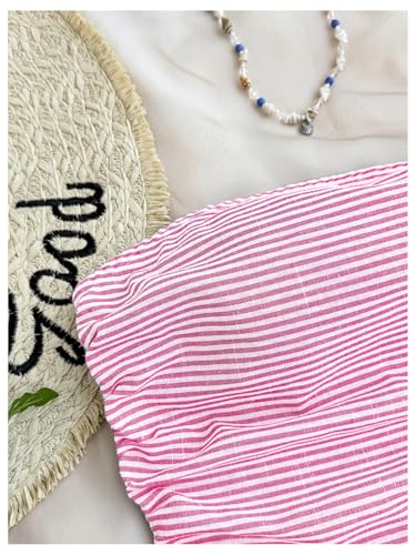 GORGLITTER Girl's Cute Strapless Dresses Ruched Ruffle Hem Formal Graduation Summer Short Dresses3