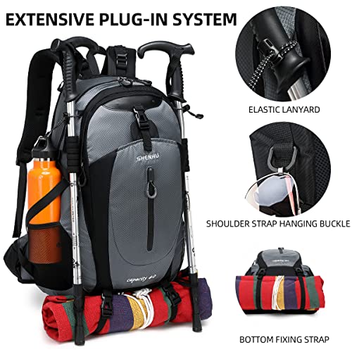 Shenhu Hiking Backpack 40L Waterproof Daypack Outdoor Sport Trekking,Camping Backpack For Men Women Gray #TOP4