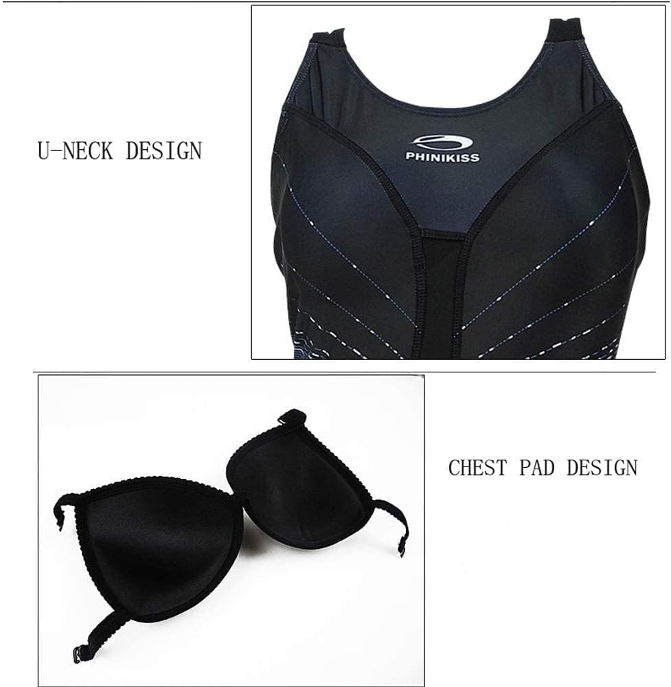 PHNIKISS Women Athletic Laser Swimsuits Long Leg Swimwear