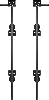 18" Cane Bolt Heavy Duty Drop Rod Gate Stopper Hardware, Gate Ground Latch for Wooden Fences Metal Gates Doors, Gate Drop Pin for Holding Gate to The Ground, Black Finish(2 Pack)