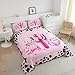 Castle Fairy Western Cowboy Comforter Set,Cowgirl Bedding Set for Kids Girls Women,Adults Pink and Black Comforter,Farm Life Quilted Duvet Set Bedroom Collection Twin Size 2Pcs
