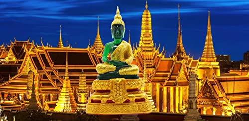 Buddho Emerald Buddha Statue Meditation 7" H. Thai Buddha Statue For Room Decor Home Decor Buddha Gift Buddha Sculpture Buddha Figurines (Rainy) #TOP1