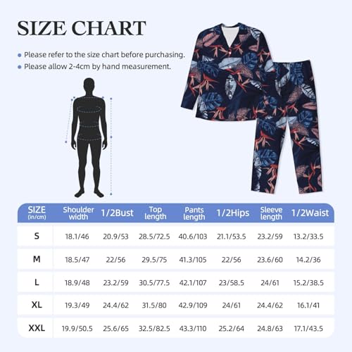 Pyjama classique col cranté ensemble détente bleu et orange imprimé oiseau doux - 6