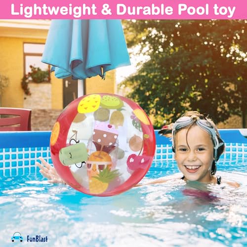 Image of FunBlast Inflatable Balls for Kids - Colorful Beach Balls for Pool, Summer Water Play Toys for Kids, Lightweight Inflatable Pool Balls for Outdoor & Indoor Fun, Swimming Pool Toys (Fruit)