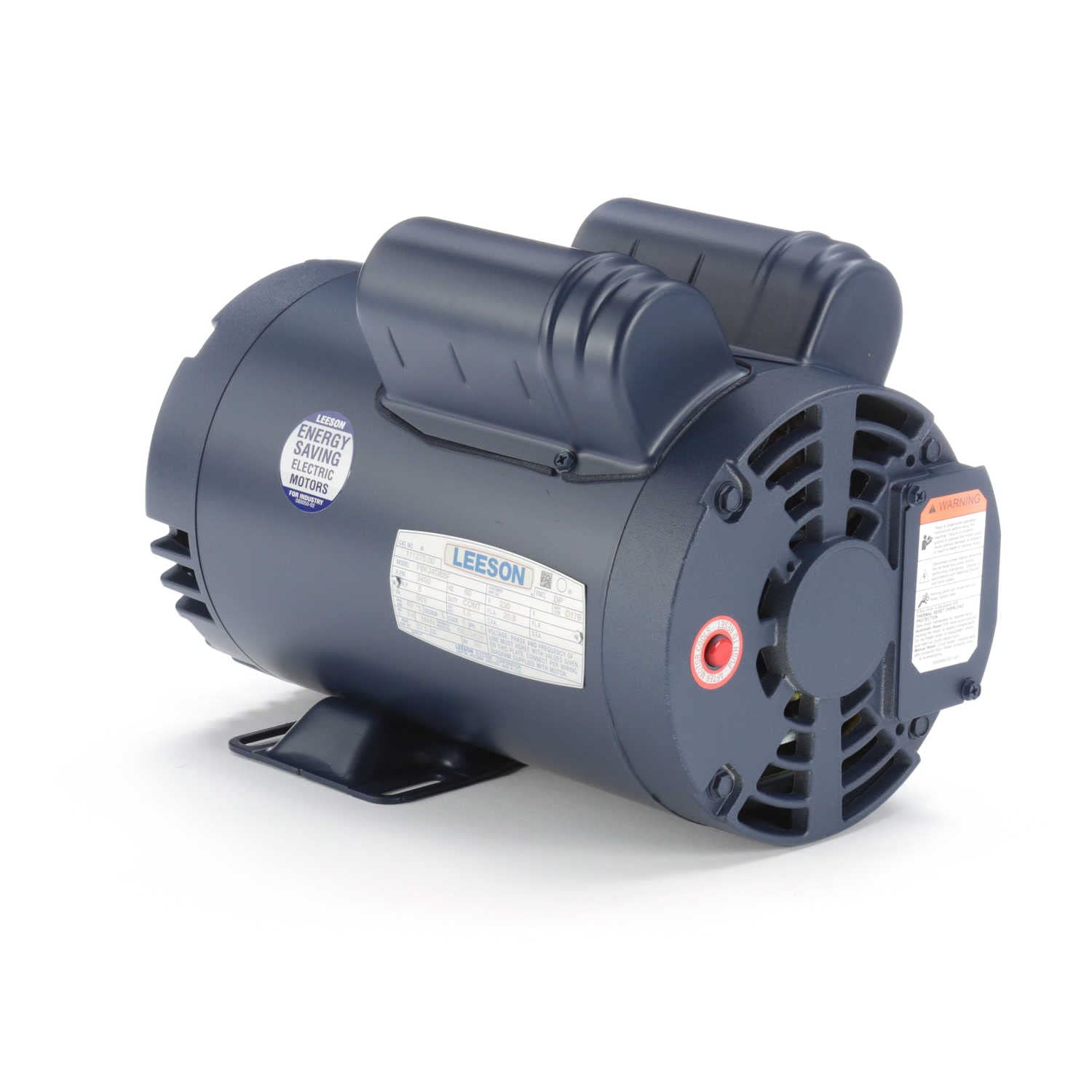 Leeson Electric Motor, label and warning view