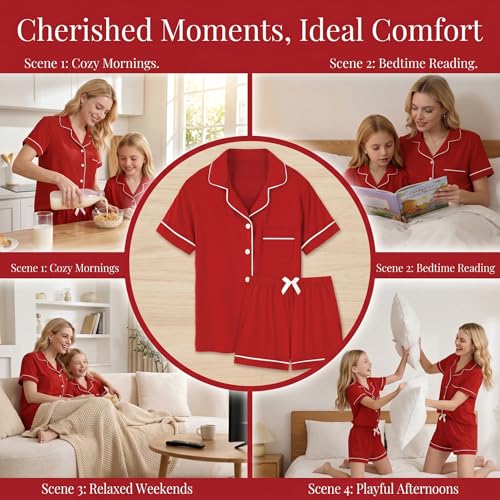 LANKMEI 100% Cotton Womens Pajama Sets, Christmas Red, XL - image 8