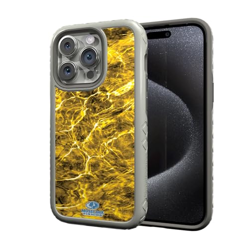 cellhelmet Mossy Oak | Agua Yellowfin | Dual-Layer Case in Gray Designed for iPhone 13 Pro Shock & Drop Proof - Durable | As Seen on Shark Tank