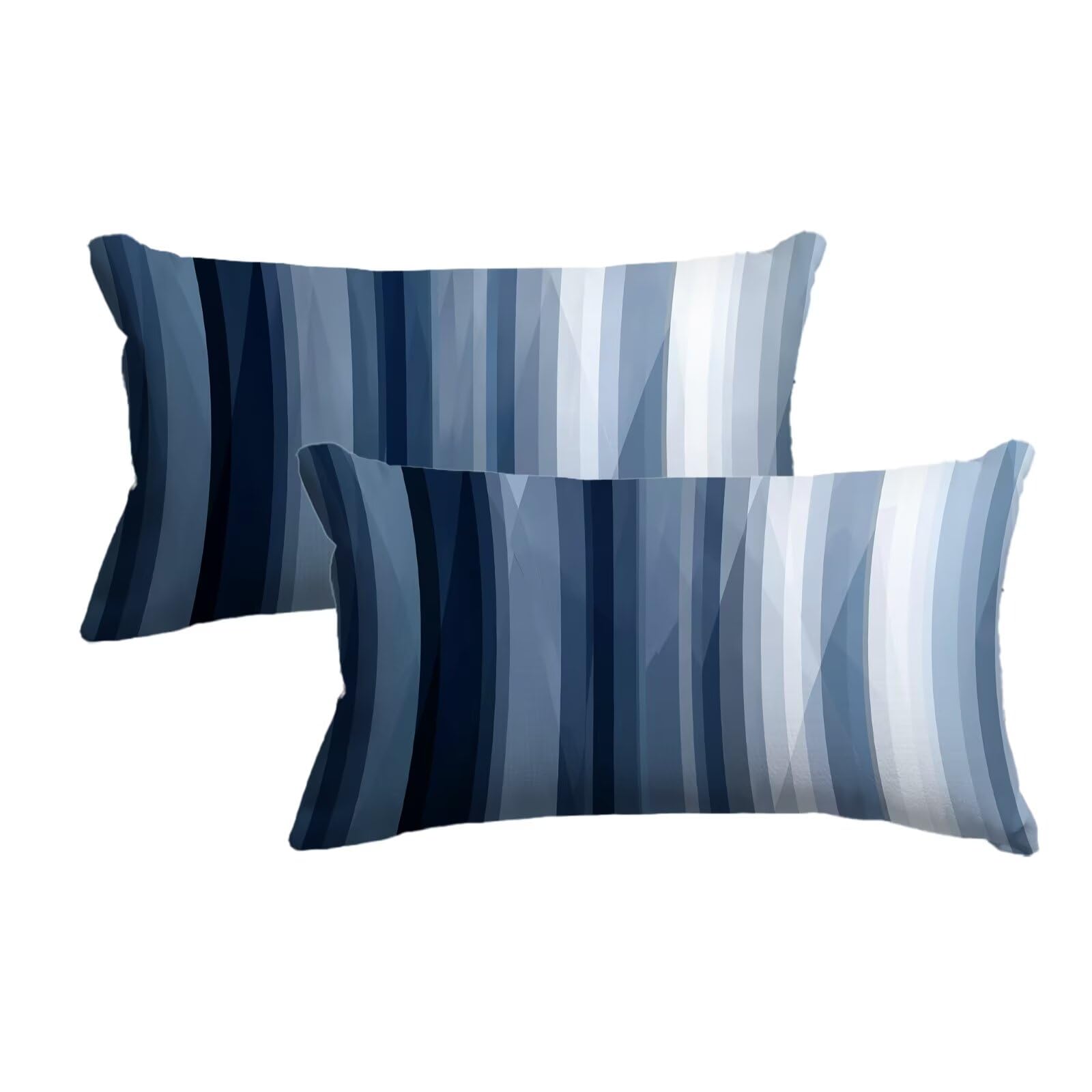 Taie oreiller 50x80 bleu lot de 2 housses de coussin rayées pour déco canapé salon
