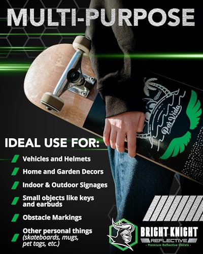 Image of Bright Knight Decals Light Green 3M Reflective Tape - 10x12 Flat Sheet Vinyl Motorcycle Helmet Stickers, Waterproof Safety Vinyl Wrap, Reflective Stickers for Helmet, Hard Hats, Cars, Bikes & Rims