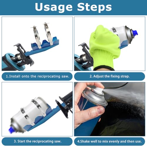 Zorivane Spray Paint Can Shaker with Double Clamp and Gloves, Adjustment Paint Shaker Machine for 2\" to 3\" Cans, Stainless Steel Spray Can Shakers for Reciprocating Saw