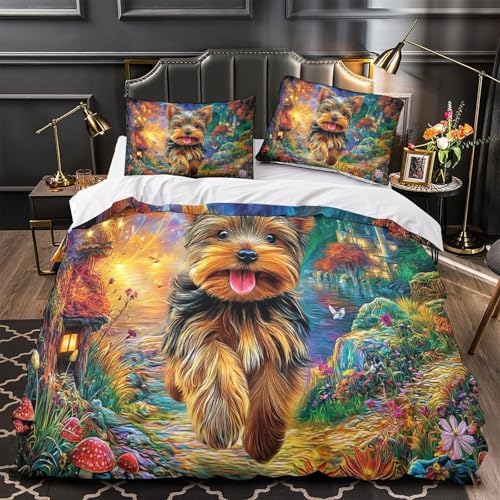 Housse de couette Westie 260x220 cm avec ses deux taies d'oreiller pour lit super king size