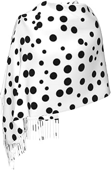 Black And White Polka Dot Long Fashion Scarf, Winter Warm Scarf