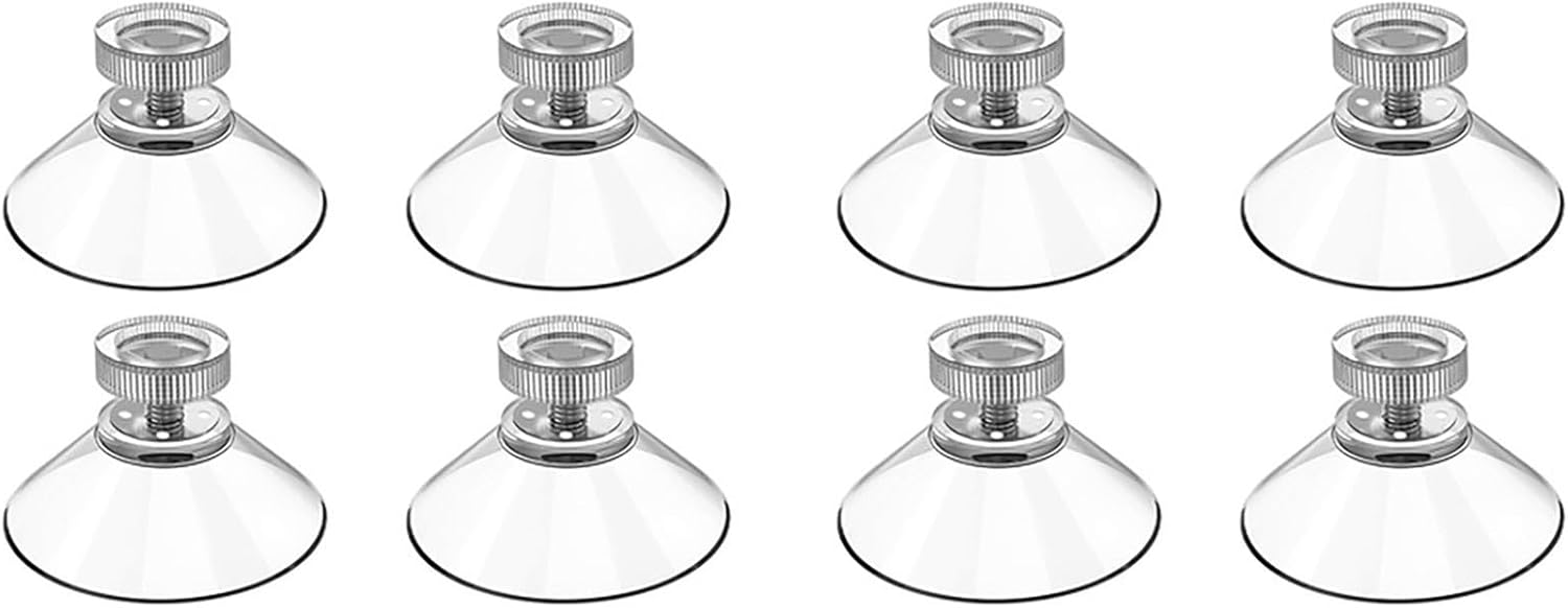 40mm Transparent PVC Suction Cups with Threaded Thumb Screw and Nut – Reusable Mounting Hardware Smooth Surfaces, 4-Pack(8PCS)