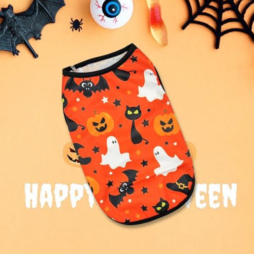 Vavious Dog & Cat Halloween Tank Top - Orange, Small