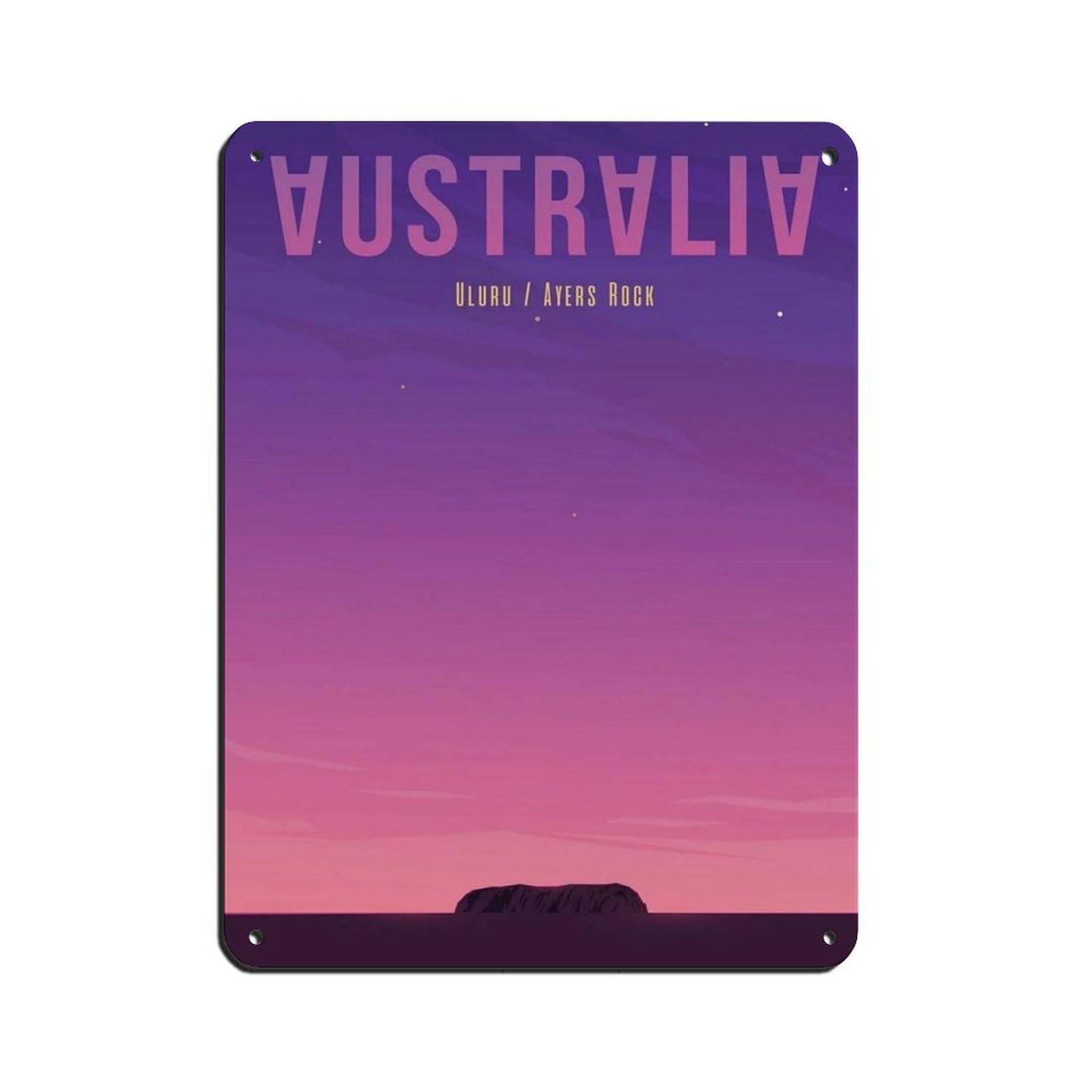 Australia Travel Poster, Ayers Rock Poster Tin Sign Vintage Metal Pub Club Cafe Bar Home Wall Art Decoration Poster Retro 12x16inch(30x40cm)
