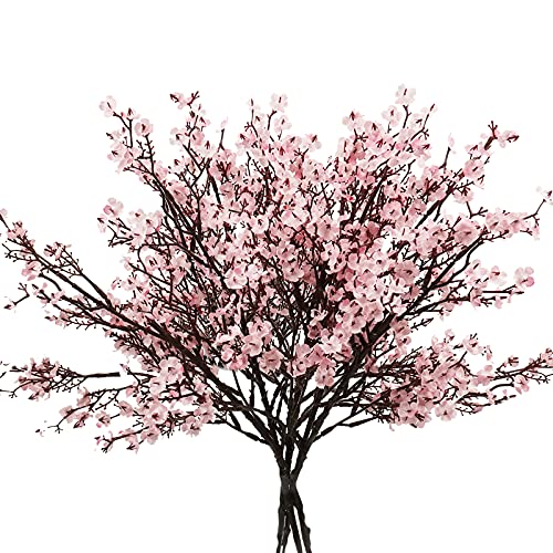 Uieke Babys Breath Artificial Flowers 4 Bundle Faux Artificial Gypsophila Bouquet Fake Silk Flower Real Touch Plants Wedding Party Decoration DIY Home Garden Farmhouse Decor (Pink)