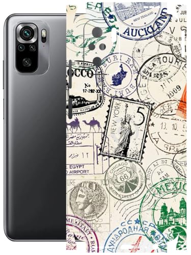 Image of AtOdds - Full Body Back Screen Guard Protector Film - Lamination Wrap Skin Sticker Compatible with REDMI Note 10 | Scratchproof Matte Finish (Stamps)