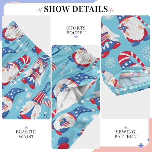 Gnome American Flag Boys Long Pants Soft Trousers Elastic Waist Kids Lounge Bottoms with Pockets S-XL4