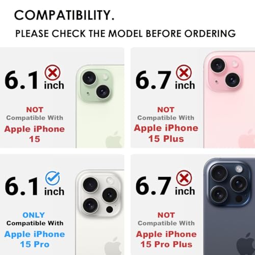 Image of RIGGEAR Shockproof Sleek Hybrid Armor 360 Rotating Magnetic Ring Stand Back Cover Case Compatible with MagSafe Accessories for iPhone 15 Pro (Clear PC + Black TPU Bumper)