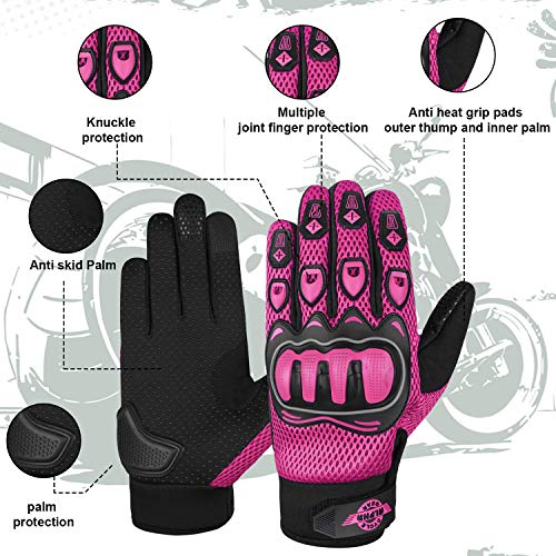 Alpha Cycle Gear Moto Sports Gloves (Black/Pink, Small) #TOP3