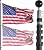 Hooomyai 20FT Telescopic Flag Pole Kit, Heavy Duty Aluminum Telescoping Flagpole Kit Fly 2 Flags, Outdoor In Ground Flagpole with 3x5 USA Flag & Black Ball Top for Residential or Commercial, Black